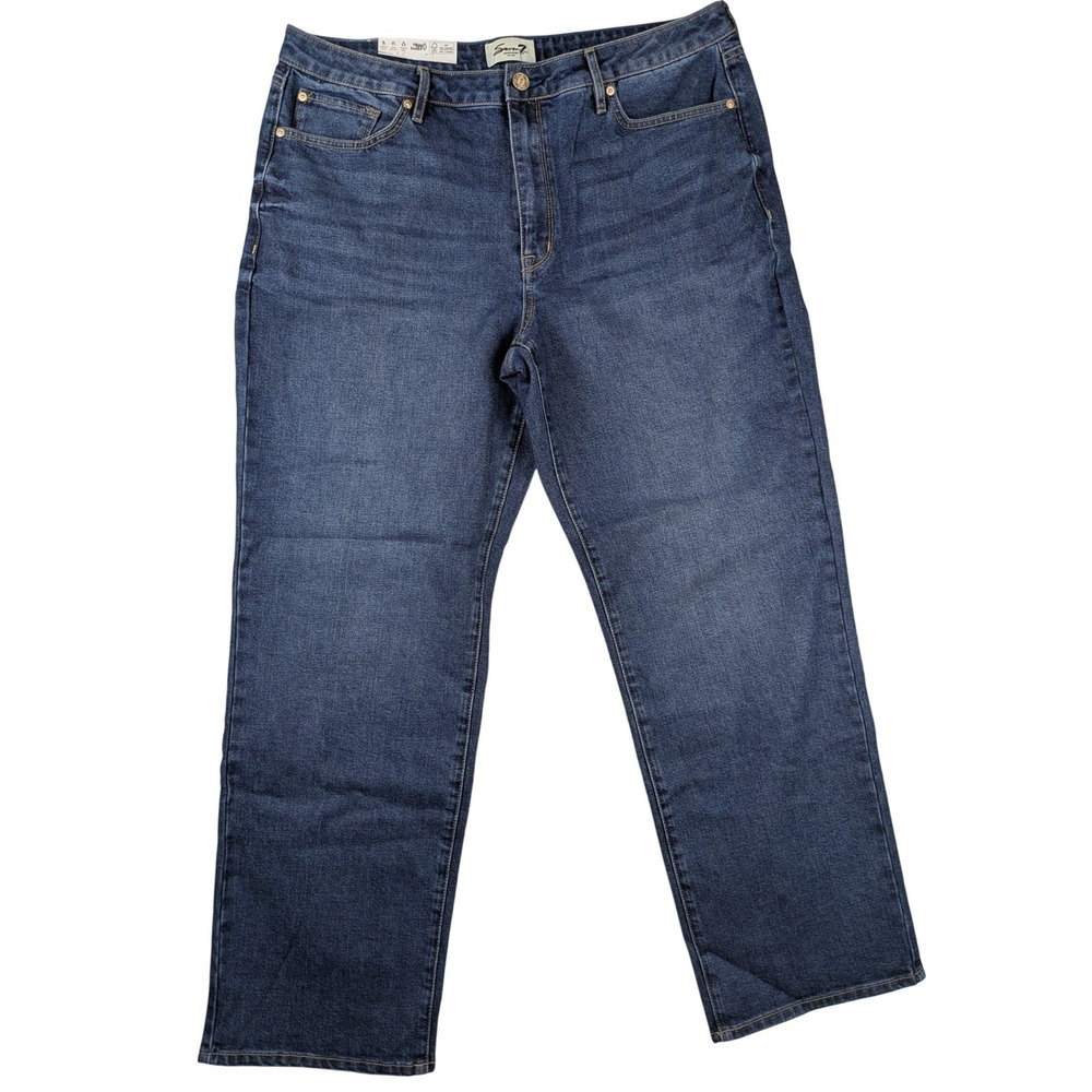 Seven7 Women's‎ Blue Wash Loose Fit Cropped Jeans Size 14